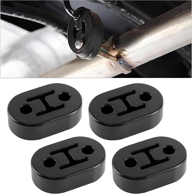 Flygun 4 PCS Car Exhaust Pipe Support Bracket, Rubber Two-hole Shock-absorbing Muffler Suspension Lugs, Muffler Lifting Ear Modification Aaccessories, Compatible with Trucks, Cars, and SUVs (Black) - Image 1